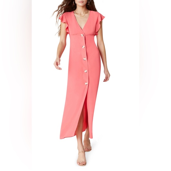 BB Dakota Dresses & Skirts - BB Dakota womens that S Amore button front midi Dress Bright Rose